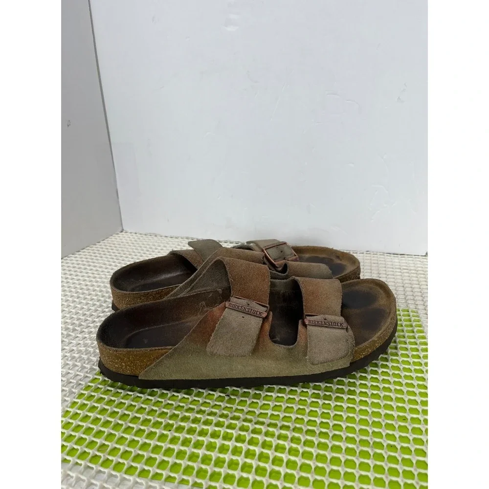 Birkenstock Suede Double Buckle Sandals in Olive Green and Brown